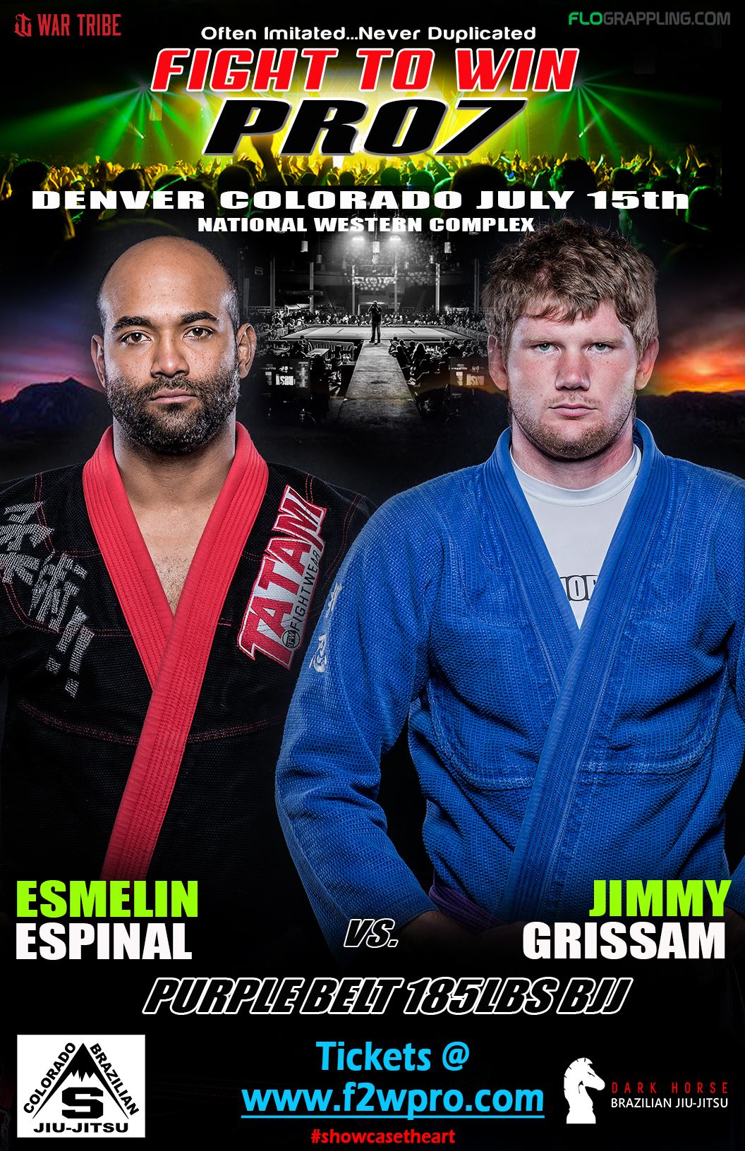 Fight To Win Pro 7 - Fight Poster - BJJ Purplet Belt Esmelin Espinal v BJJ Purple Belt Jimmy Grissam - 07-15-2016
